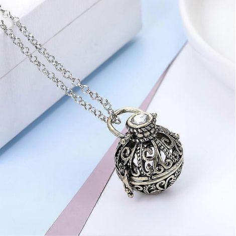 Duftdiffusor-Halskette aus Vulkangestein, antiker Bronze-Blumenanhänger, Aromatherapie-Schmuck zur Duftverbreitung und als Accessoire für Pullover (1/3)