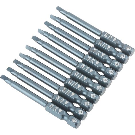 10-teiliges Set mit 1/4-Zoll-Schaft, 65 mm, S2-Legierungsstahl, Dreieckkopf-Schraubendreherbits, H6,3 x 65 mm x 2,7 (1/5)
