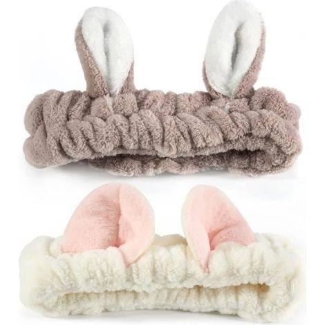2 Pièces Oreilles de Chat Bandeaux, Bandeau de Cheveux Élastiques, Bandeaux en Bandeaux pour Femme Bandeau de Cheveux Démaquillant p (1/4)