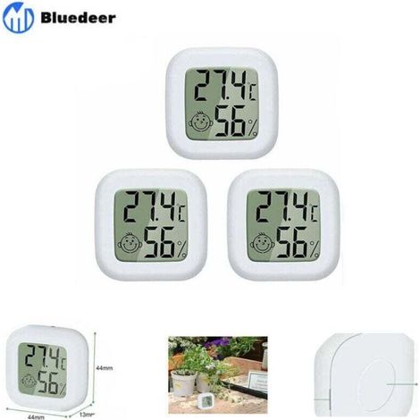Mini LCD Thermomètre Hygromètre Interieur Numérique, Température Humidité de Haute Précision Portable -50 ℃ 70 ℃ 10% 99% RH Guazhuni (Blanc) 3 pièces Bluedeer (1/4)