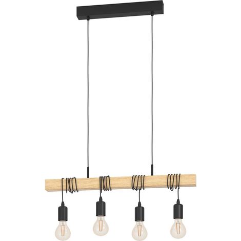 Eglo Pendelleuchte Townshend schwarz-braun 70 x 10,5 cm E27, max. 60 W Pendelleuchte (1/5)