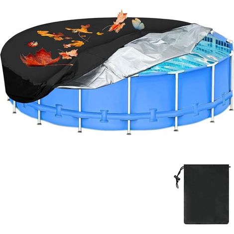 Schwarze, wasserdichte, runde Pool-/Tierbadewannenabdeckung, 160 x 30 cm (1/5)