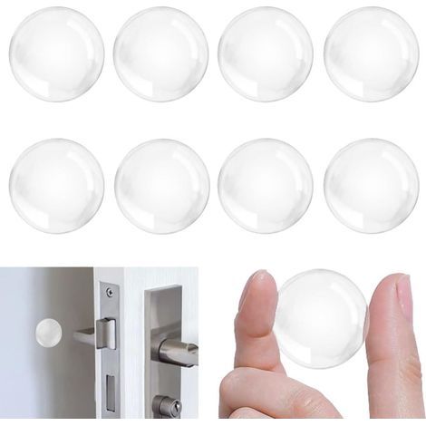 8 Pièces Butée de Poignée de Porte Murale Adhésive Arret Porte Transparen,40 x 8mm Tampon Porte et Amortisseur Porte Placard,Coussin de Protection Murale Ronde Transparent Adhesive (1/5)