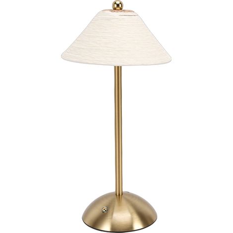 Lampe de table 3 couleurs sans fil, abat-jour en corde de papier tissée à la main, lampe de chevet pour chambre à coucher, blanche (1/5)