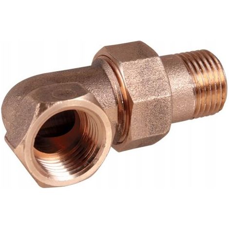 Conector angular de latón con junta tórica de 1/2"