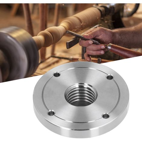 Eine 3-Zoll-Planscheibe an einer Holzdrehbank eignet sich für die Verwendung mit einer 1-Zoll x 8 TPI-Spindel. (1/4)