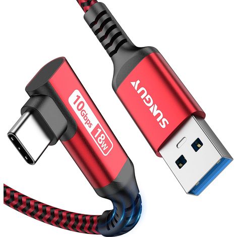 Câble USB vers USB C, 0.5 m 10 Gbps USB 3.1 Gen 2 câble de données, compatible avec Android Auto, Galaxy S24, SSD, Huawei P30/P20, Xiaomi, Rouge (1/5)