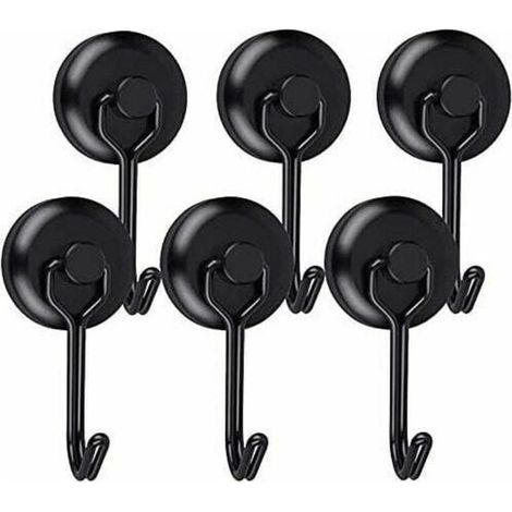 Powerful Magnetic Hook, Neodymium Black Fridge Magnet, Swivel Magnet Hook, Magnetic Hooks for Kitchen, Dishcloth, Board, 6pc, TAudace
