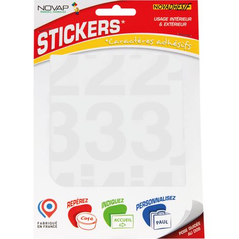 Chiffres autocollants 50mm Blanc NOVADHESIFS - 4370491 (1/5)