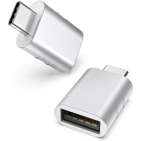 Argent Adaptateur USB C vers USB Pack de 2 USB C mâle vers USB3 Femelle, Adaptateur Compatible avec MacBook Pro/Air 2021 iMac iPad Mini 6/Pro (1/4)