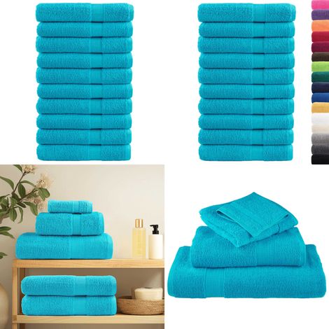 Premium-Handtücher SOLUND 10 Stk. Türkis 100x200 cm 600 g/m² - Baumwolle - Handtücher - Badezimmertextilien - Türkistöne - Waschechte Farben - Home & Living (1/5)