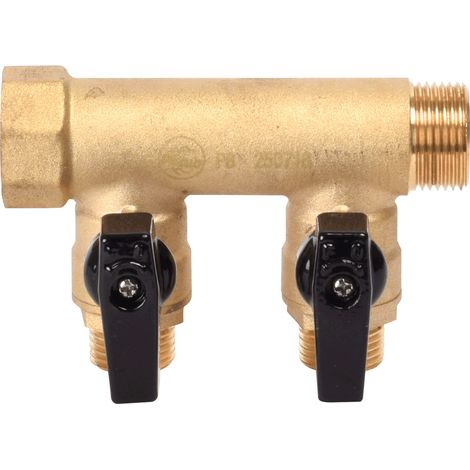 Sanitärsatz 3/4" mit integriertem Ventil 1/2" P-Platte 7 Ausgänge