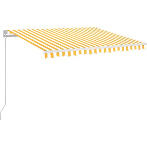 Maison Exclusive - Tenda da Sole Retrattile Manuale LED 350x250 cm Gialla e Bianca (1/5)