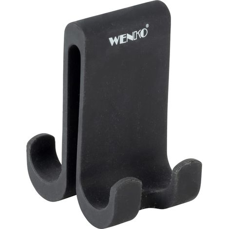 Wenko Gancio per Doccia Doppio Verna Duo, Gancio in Silicone per Box Doccia con Uno Spessore di Parete Fino a 10 Mm, Molto Spazio per Appendere Spugne, Asciugamani e Molto Altro Ancora, Nero