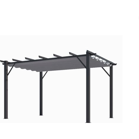 Pergola foresta gazebo in alluminio con telo retrattile colore grigio, dimensioni 400x300x230h - Foresta (1/5)