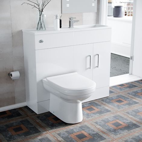 James 1000mm Freestanding White Slimline Vanity, Basin, WC Unit BTW Toilet (1/5)