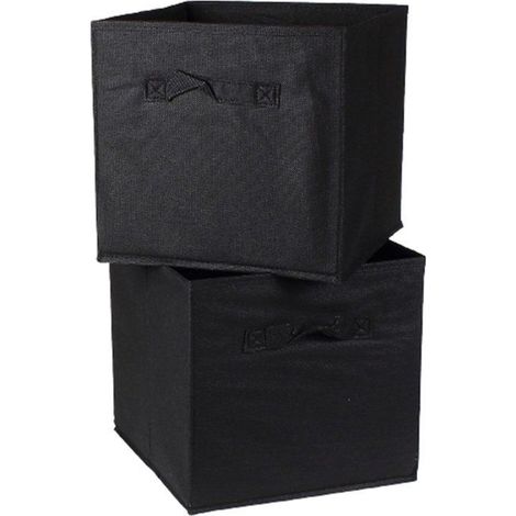 (Noir)Cube de rangement intissé 28x28cm - Lot de 2 - Noir - 28 cm X 28 cm X 28 cm - CALICOSY-Noir (1/3)