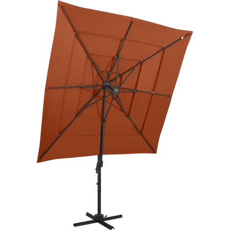 Sonnenschirm mit Aluminium-Mast 4-lagig Terrakotta 250x250 cm