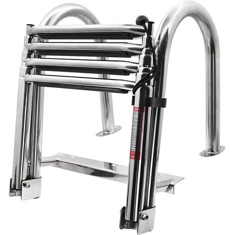 Echelle De Piscine INOX 4 Marches échelle De Bain Bateau Pliable pour Piscine/Pont/Bateau,Charge 200 kg, Hauteur 157 CM/61.81 in avec marches antidérapantes,avec Main Courante (1/5)