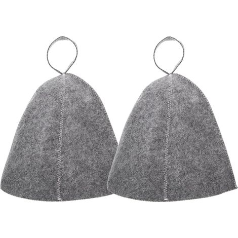 Bonnet de sauna en laine pour femmes et hommes, lot de 2, accessoires de sauna 100 % feutre naturel-AquaForge (1/5)