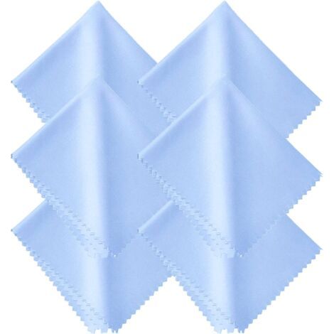 6 pièces chiffon de nettoyage pour lunettes - bleu clair, 15 x 18 cm, chiffon de nettoyage pour écran en microfibre chiffon de nettoyage pour écran de lunettes (1/5)