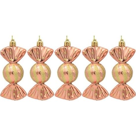 Pendentif décoratif - Ornements en verre à suspendre - 5 pièces avec boîte cadeau - Accessoires bonbons plaqués or - Friandises colorées - Idéal comme suspension de sapin de Noël et décoration de fenê (1/5)