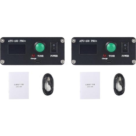 Lot de 2 ATU-100 Pro+ 1.8-55Mhz automatique Antenna Tuner Multi-Function Convenient 0.96 pouce Finished rechargeable avec boîtier (1/4)