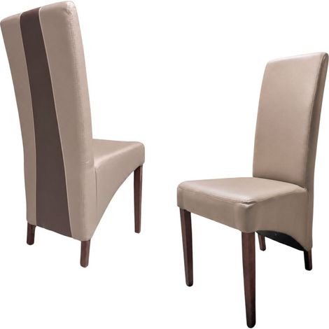 Lote de 2 sillas BASIKA en marrón claro y chocolate de cuero sintético – Estilo vintage (1/4)