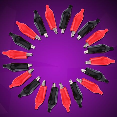 20pcs 35MM Metal Alligator Clip Crocodile Electrical Clamp for Testing Probe Meter Black&Red (1/5)