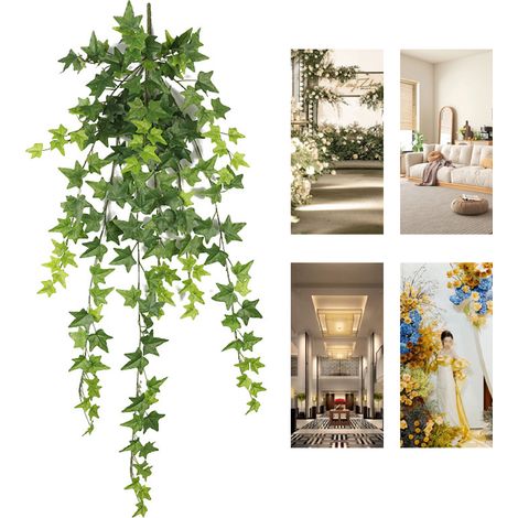 【Planta colgante artificial】Enredadera de hiedra de batata, 97 cm, follaje artificial, colores resistentes, para decoración (1/5)