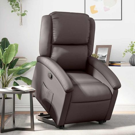 Relaxsessel mit Aufstehhilfe Dunkelbraun Echtleder