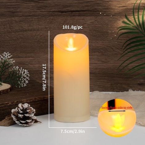 1 Candela da esterno impermeabile con luce LED, senza fili e sicura, 7,5 x 17,5 cm, candela LED lampeggiante, timer e funzionamento a batteria, plastica (1/4)