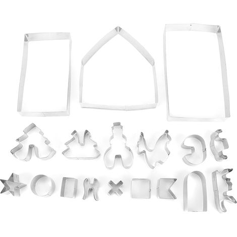Emporte-Pièce En Acier Inoxydable - Moule Biscuit Noël Maison Bonhomme De Neige - Outil Pâtisserie DIY - Set 18 Pièces (1/5)