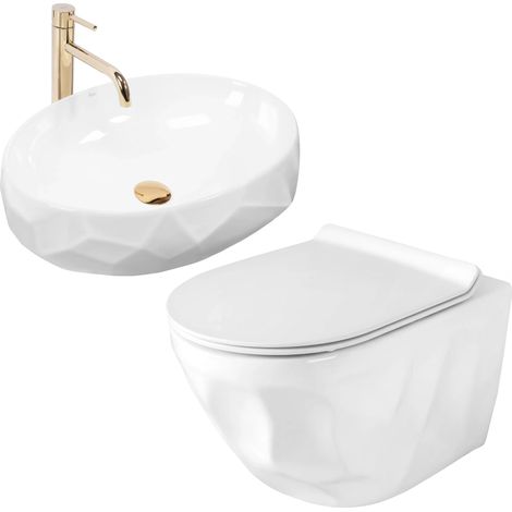 Rea Set Wand-wc-becken Gustavo Rimless + Aufsatzwaschbecken Maya (1/5)
