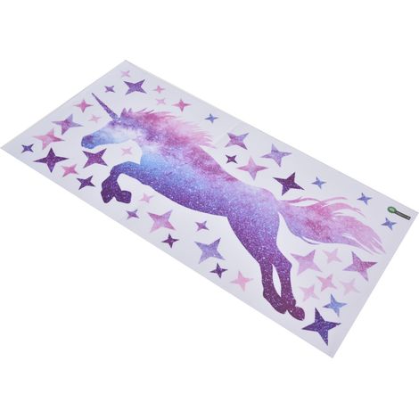 Stickers muraux licorne et étoiles auto-adhésifs en PVC, personnalisables et créatifs, pour salon, canapé, bureau, décoration murale, papier peint (1/5)