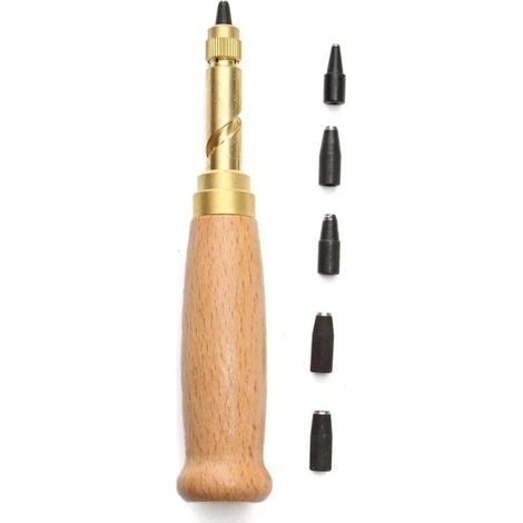 Perforateur Automatique pour Cuir Réglable avec 5 Embouts 1,5 à 4 mm – Idéal pour Ceintures, Sangles et Accessoires en Cuir (1/5)