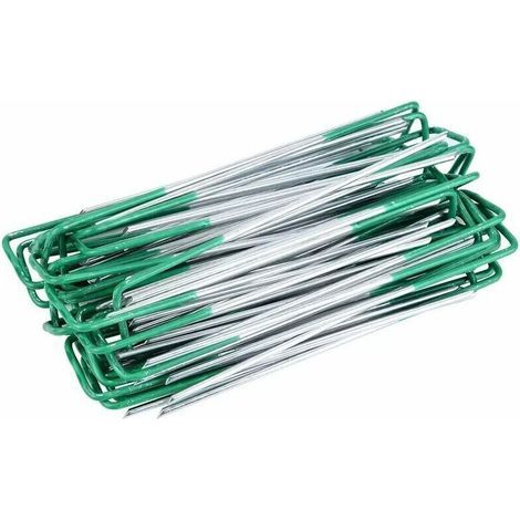 50 Pcs Piquets de Fixation, Piquets de Jardin, Agrafes Gazon Synthétique Vert, pour bâches de Sol de Jardin, Fixation de Gazon synthétique extérieur (1/5)
