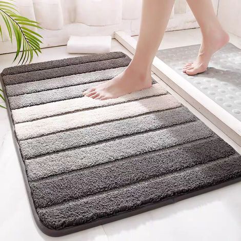 Tapis de bain antidérapant en microfibre grise