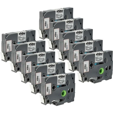 vhbw 10x Label Tape Replacement for Brother TZE-231S for Label Printer 4m x 12 mm, Black on White, Laminated (1/4)