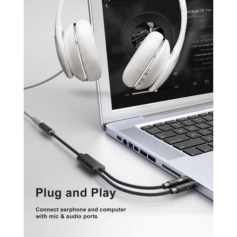 Adaptateur de prise audio stéréo monobloc Mini câble de prise audio Câble adaptateur de prise audio stéréo mâle à femelle de 3,5 mm (30 cm) (1/4)