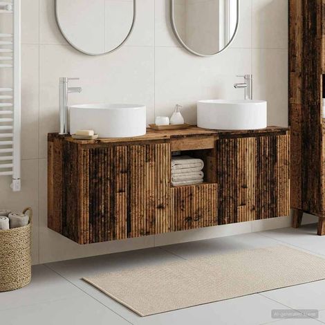 vidaXL Bathroom Cabinet Set 3 pcs Old Wood 49.5 x 44.5 x 65.5 cm (1/5)