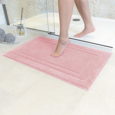 Tapis de Bain Antidérapant Super Absorbant et Lavable en Machine pour la Salle de Bain, Douche, Baignoire ou comme Tapis WC Rose - 50x80 cm (1/5)