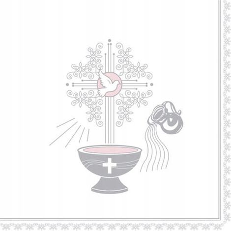Servilletas de Santo Bautismo Plateadas 33x33cm 20 unidades.