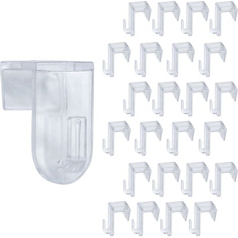 Kunststoff Fensterhaken transparent für 18 mm Rahmendicke - 24 Stück - Fensterclip zum Anbringen von Lichterketten und Girlanden