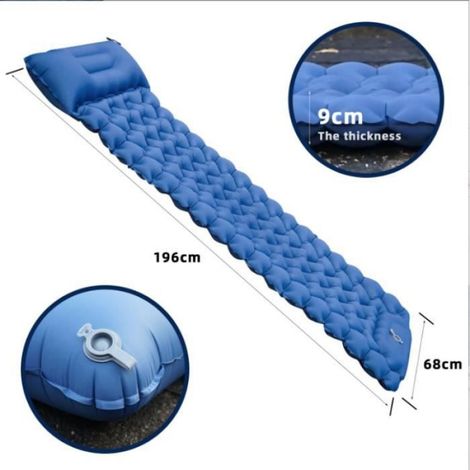 Matelas Gonflable - Autogonflant - Pour 1 Personne - Oreiller Intégré - 928 G - Dimensions Repliées 16x16x29 Cm (1/4)