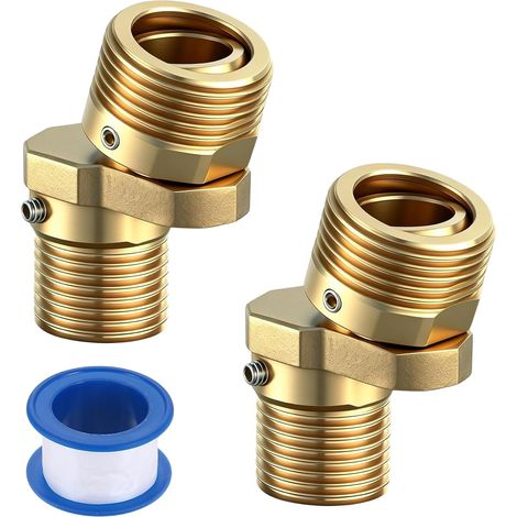 2 Pièces Robinet de Douche Réglable en Cuivre 1/2 à 3/4, Raccord Excentré Mitigeur Rotatif à 360 Degrés, Adaptateurs de Robinet de Douche en S en Laiton, aux Cuisines, Salles de Bains (1/5)