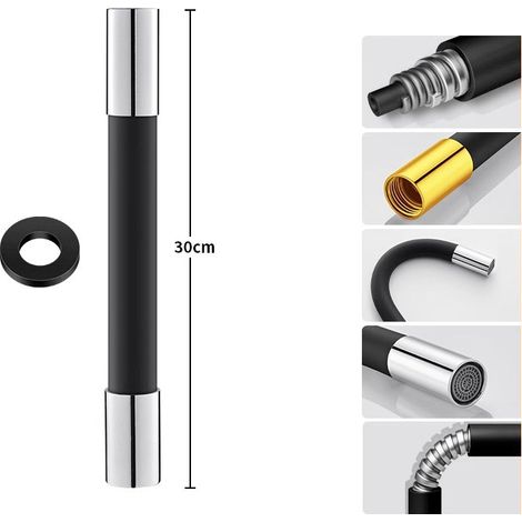 Extension de robinet flexible de 30 cm à tête en cuivre orange améliorée (1/3)