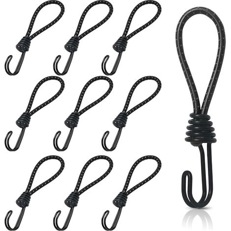 10 x Rubber Enders with Spiral Hooks, 16 cm Elastic Short Hooks, Tarpaulin (1/5)