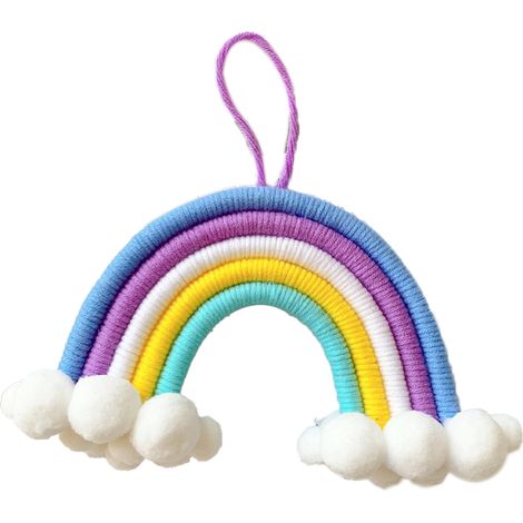Suspension Murale Arc-En-Ciel - Décoration en Coton Tissé pour Chambre Bébé Enfant Salon - 45 x 30 cm - 1 Pièce (1/5)