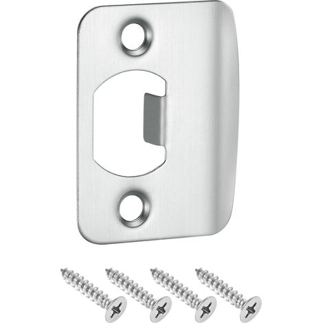 Pièce de Rechange pour Plaque de Serrure, 57mm x 45mm Plaque de Frappe de Verrou de Pêne Dormant en Acier Inoxydable pour Renforcer le Cadre de Porte, Argent (1/5)